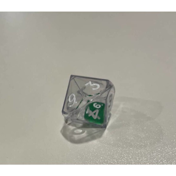 NEW Clear Transparent Double D10 Dice Ten Sided Die 1 inch Green Inner Dice - Picture 5 of 6